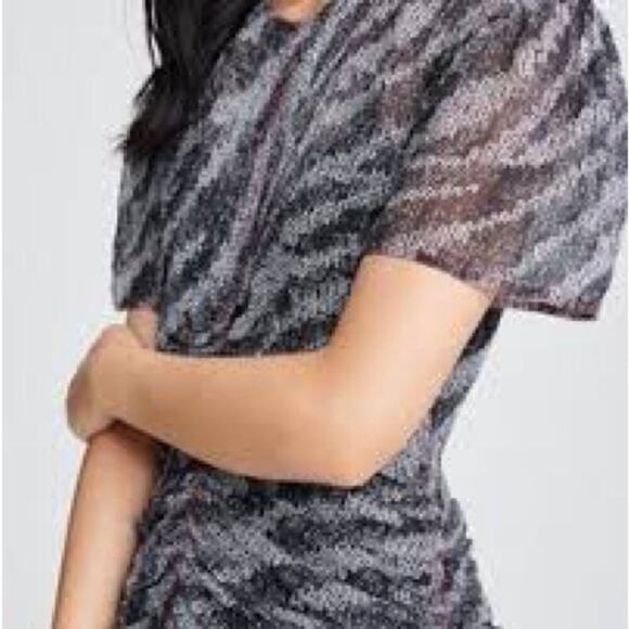 Dress Rag & Bone midi grey - black red printed fabric size 8  sheer fabric - Picture 3 of 11